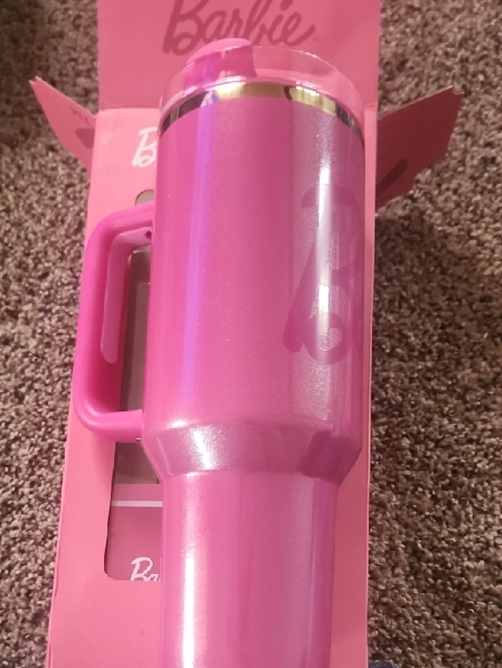 Stanley Barbie Pink Travel Mug with Handle and Straw - Picture 3 of 6
